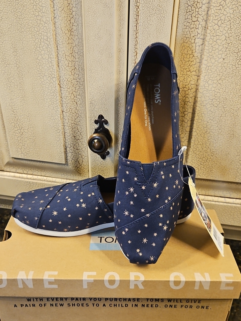 TOMS Navy Slip-On with Star Print